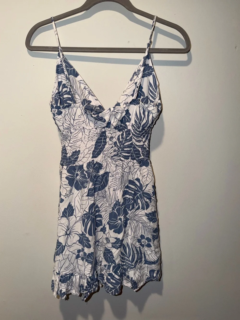 Ocean Drive Blue and White Floral Tie-Front One-Piece - Picture 3 of 4